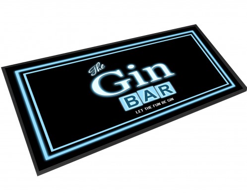 The Gin Bar, blue neon styl bar runner mat
