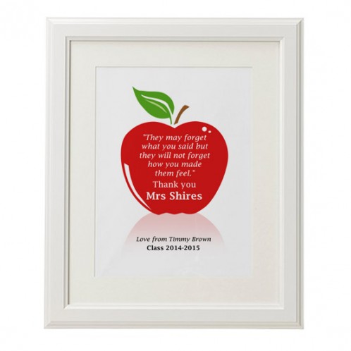 Personalised teachers thank you quote apple print