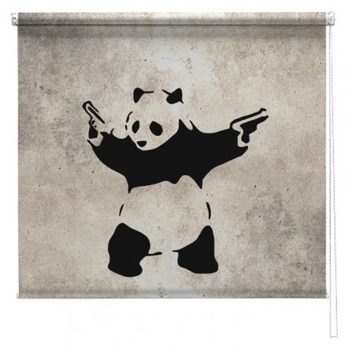 Banksy Panda graffiti printed roller blind