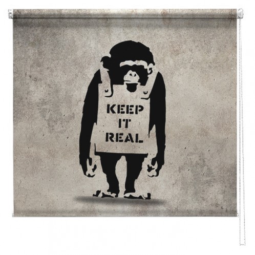 Banksy graffiti printed blind Chimp
