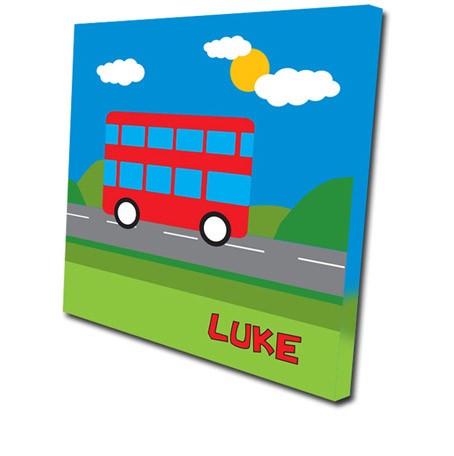 Personalised bus childrens canvas art