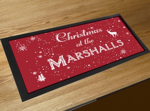 Personalised Christmas Family name bar runner mat