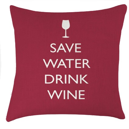 Save Water drink Wine cushion