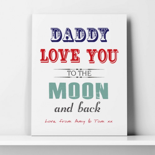 daddy love you to the moon and back canvas art