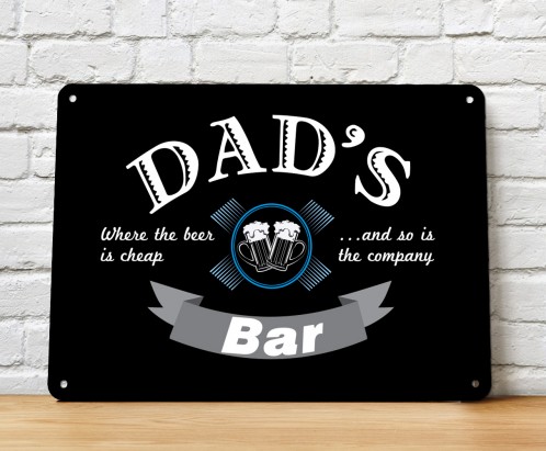 Dad's Bar black wall metal sign