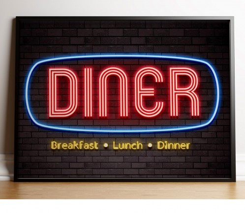 Diner neon print canvas, poster
