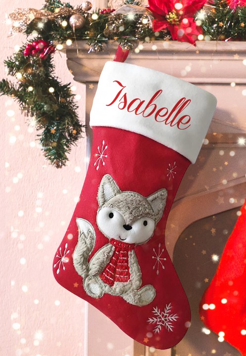 Personalised Christmas Deluxe Stocking, Cute Fox