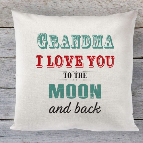 Grandma I Love you to the Moon quote linen cushion
