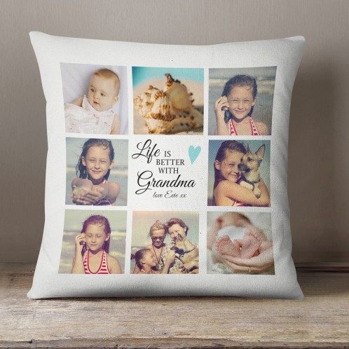 Personalised Grandma gift, Photo collage cushion