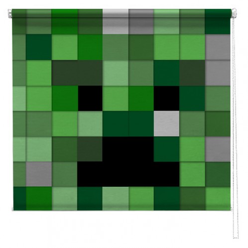 Computer game green pixel blocks printed blind
