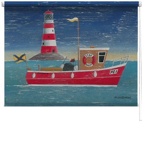 Boat at Sea printed blind martin wiscombe