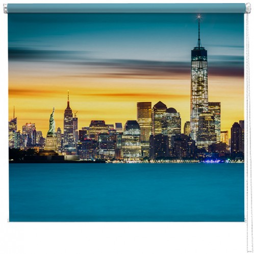 New York blue sunset printed blind