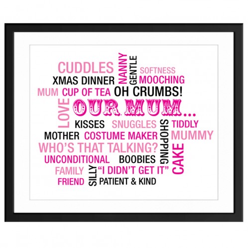 Personalised Mothers day words montage cloud canvas art print 