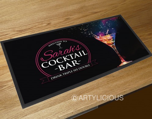 Personalised Welcome Cocktail glass explosion bar runner