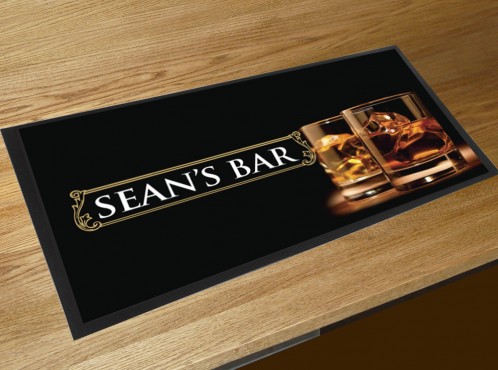 Personalised Whisky glasses bar runner mat