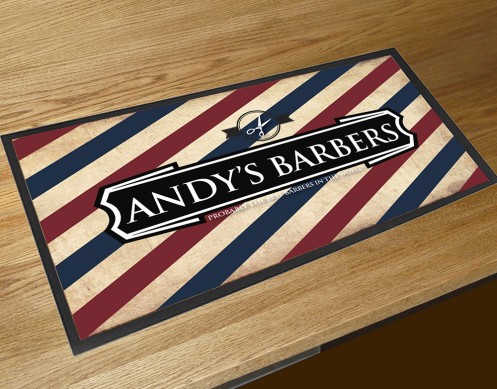 Personalised Barbers shop Stripes bar runner mat