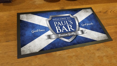 Personalised Scottish flag chrome shield bar runner