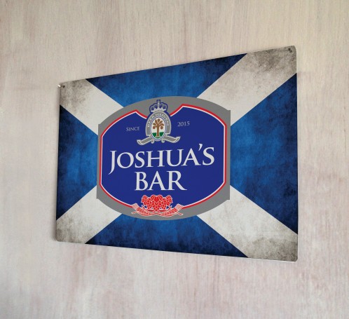 Personalised Beer Label Scottish Flag Sign
