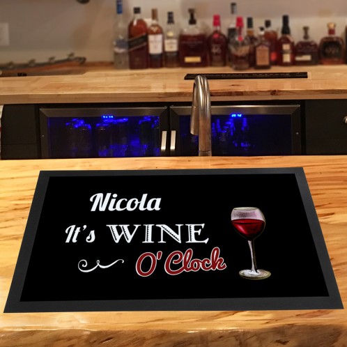 Personalised Wine O'clock bar runner bar mat