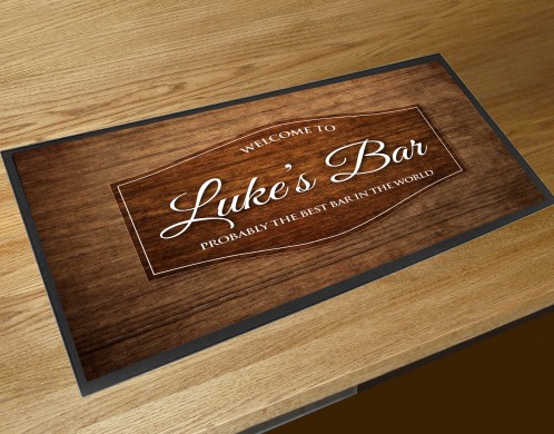 Personalised Welcome wood effect bar runner mat