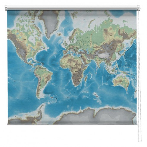 PHYSICAL WORLD MAP PRINTED BLIND