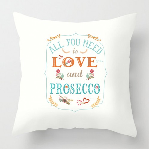 All you need is love and prosecco quote cushion
