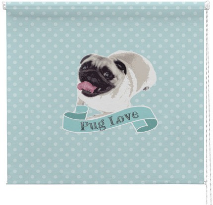 Pug dog Love printed blind