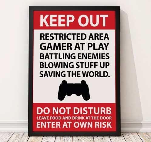 Gaming Sign / Poster Print, Restricted Area