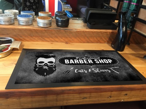 Skull Barber shop bar counter mat