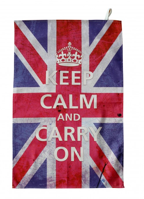 keep calm and carry on union jack tea towel