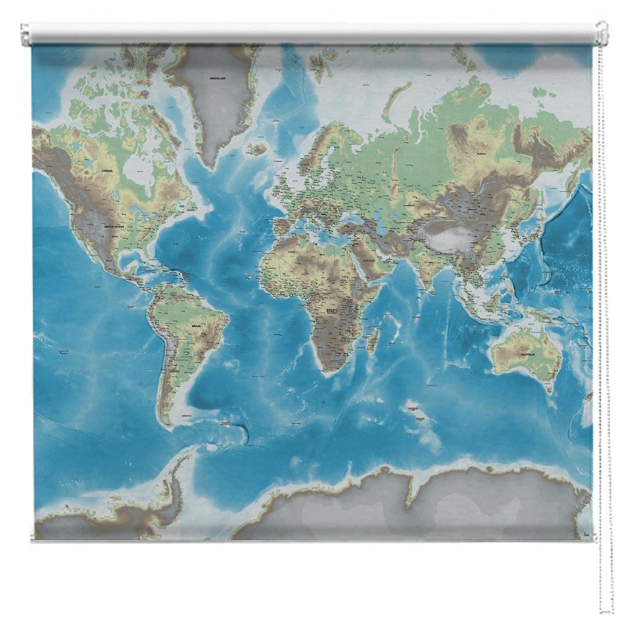physical world map printed blind picture printed blinds