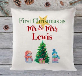 Our First Christmas Mr & Mrs (tree) cushion