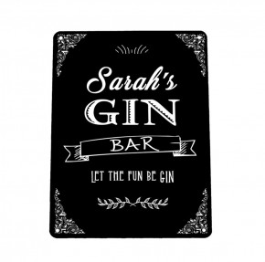 Personalised black Gin bar sign