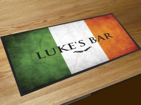 Personalised Irish flag text bar runner mat