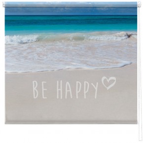 Be Happy quote seascape blind