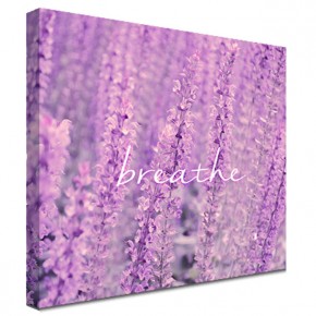 Breathe quote lavender canvas art