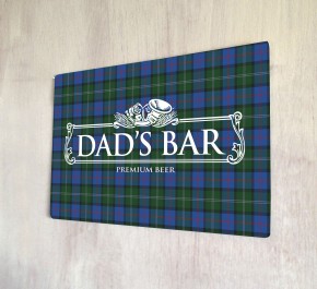 Dad's Bar Tartan Beer Label Sign