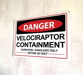 Danger Velociraptor metal sign