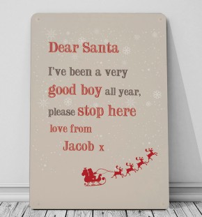 Personalised Dear Santa metal wall sign great christmas idea