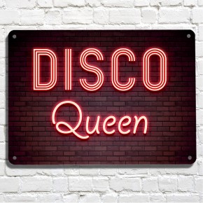 Disco Queen neon brick wall metal sign