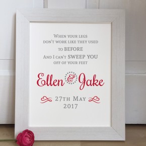 Personalised First Dance 2 lines quote Wedding Lyrics wedding gift print