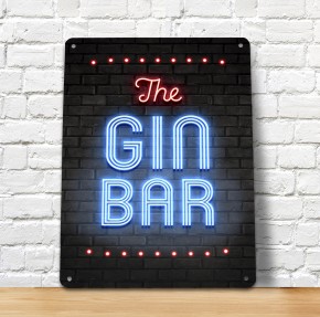The Gin bar blue neon metal sign