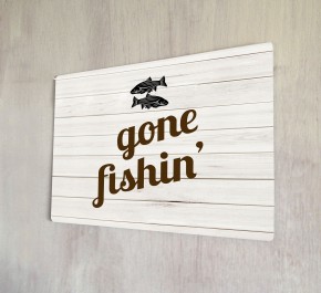 Gone Fishing metal sign