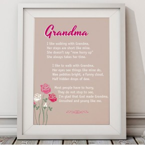 I love walking with Grandma canvas art or unframed print, great Mothers Day gift