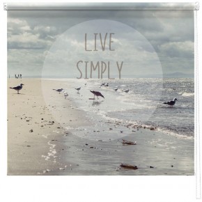 'Live Simply' quote printed blind