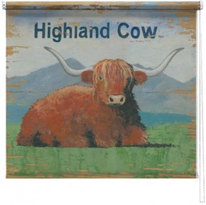 Highland cow printed blind martin wiscombe