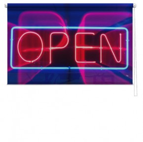 Neon Open sign printed blind