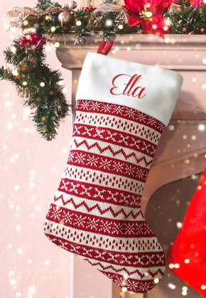 Personalised Christmas Deluxe Stocking, Nordic pattern
