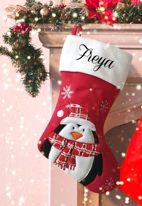 Personalised Christmas Deluxe Stocking, Penguin
