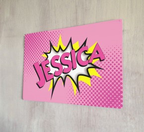 Personalised Pink Comic Name Sign